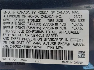 2024 Honda CR-V EX-L with VIN 2HKRS3H79RH334659, listed as a IAAI auction lot 41708201 with 15,943 mi miles and . Bid and sale history available at DreamBid. Image 9.