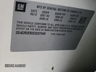 2012 Buick Regal with VIN 2G4GR5ER2C9207049, listed as a Copart auction lot 73685634 with 109,133 mi miles and Salvage Title. Bid and sale history available at carsss.com. Image 12.