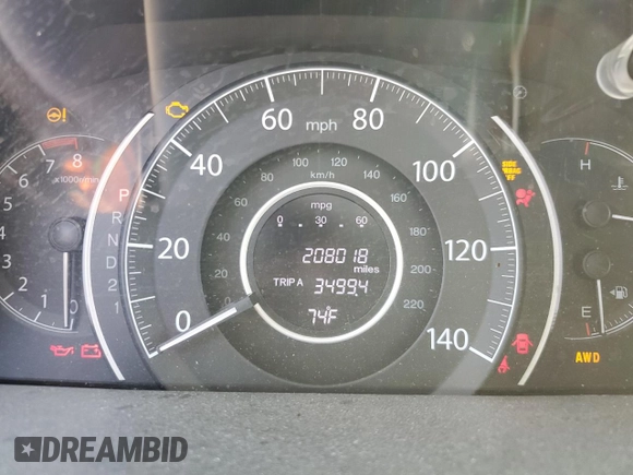 2013 Honda CR-V EX-L with VIN 2HKRM4H74DH673208, listed as a Copart auction lot 48687945 with 208,018 mi miles and Salvage Title. Bid and sale history available at carsss.com. Image 9.