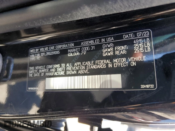 2024 Volvo S60 Plus Dark Theme with VIN 7JRL12FL2RG291095, listed as a Copart auction lot 56045645 with 48,162 mi miles and Salvage title. Bid and sale history available at DreamBid. Image 13.