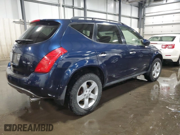 2005 Nissan Murano SL z VIN JN8AZ08W45W443537, wystawiony jako Copart lot #56176265 z przebiegiem 142 208 mil mil oraz Szkoda całkowita • Salvage title. Historia ofert i sprzedaży dostępna na DreamBid. Obrazek 3.