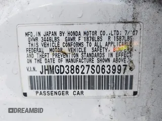 2007 Honda Fit Sport with VIN JHMGD38627S063997, listed as a IAAI auction lot 41847770 with 227,170 mi miles. Bid and sale history available at carsss.com. Image 9.
