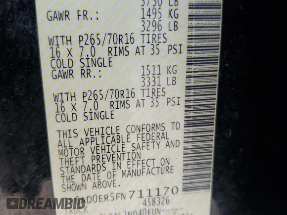 2015 Nissan Frontier SV z VIN 1N6AD0ER5FN711170, wystawiony jako Copart lot #53733005 z przebiegiem 146 126 mil mil oraz Szkoda całkowita • Salvage title. Historia ofert i sprzedaży dostępna na DreamBid. Obrazek 15.