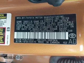 2010 Toyota Matrix z VIN 2T1KU4EE4AC299461, wystawiony jako IAAI lot #42354358 z przebiegiem 137 856 mil mil oraz . Historia ofert i sprzedaży dostępna na DreamBid. Obrazek 9.