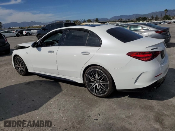 2024 Mercedes-Benz C 43 AMG z VIN W1KAF8HB0RR158084, wystawiony jako Copart lot #52967005 z przebiegiem 8 607 mil mil oraz Szkoda całkowita • Salvage title. Historia ofert i sprzedaży dostępna na DreamBid. Obrazek 2.