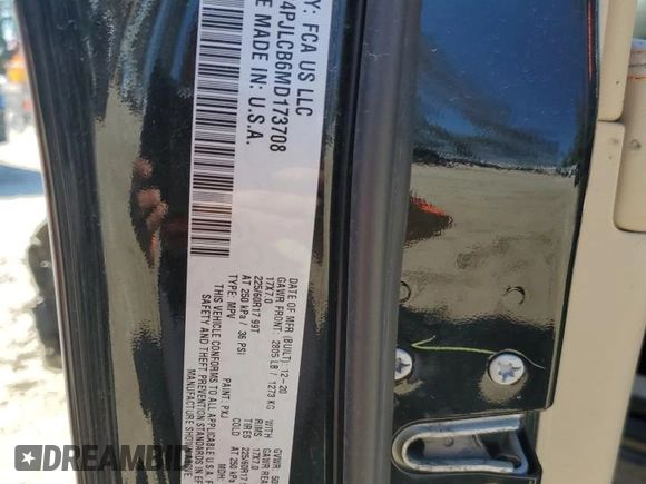 2021 Jeep Cherokee Latitude with VIN 1C4PJLCB6MD173708, listed as a Copart auction lot 46876625 with 0 mi miles and Non Repairable. Bid and sale history available at carsss.com. Image 13.