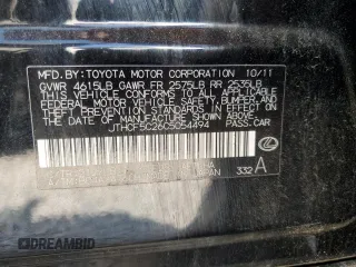 2012 Lexus IS 250 with VIN JTHCF5C26C5054494, listed as a Copart auction lot 53718735 with 140,635 mi miles and Salvage Title. Bid and sale history available at DreamBid. Image 12.