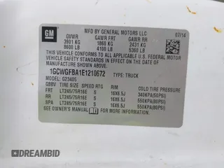 2014 Chevrolet Express Cargo with VIN 1GCWGFBA1E1210672, listed as a IAAI auction lot 42184397 with 174,364 mi miles and . Bid and sale history available at DreamBid. Image 9.