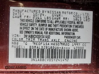 2025 Nissan Sentra SV z VIN 3N1AB8CV0SY241492, wystawiony jako Copart lot #60032225 z przebiegiem 11 651 mil mil oraz Nie do naprawy • Non repairable. Historia ofert i sprzedaży dostępna na DreamBid. Obrazek 12.