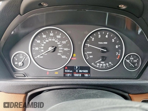 2013 BMW 3 Series 328i with VIN WBA3A5C56DF357066, listed as a Copart auction lot 61575205 with 196,818 mi miles and Salvage title. Bid and sale history available at DreamBid. Image 9.