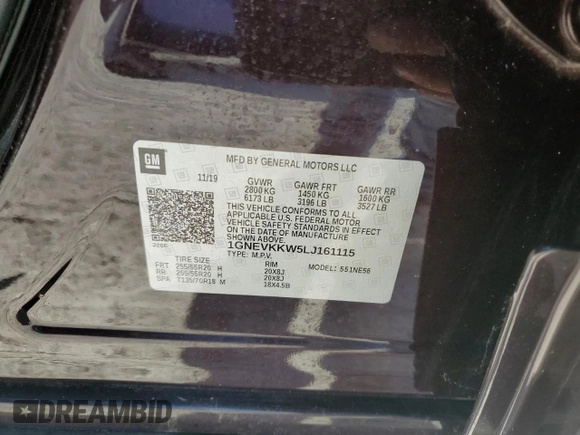 2020 Chevrolet Traverse Premier with VIN 1GNEVKKW5LJ161115, listed as a Copart auction lot 80767374 with Not provided miles and Salvage title. Bid and sale history available at DreamBid. Image 15.