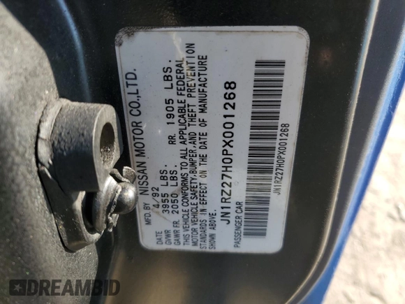1993 Nissan 300ZX z VIN JN1RZ27H0PX001268, wystawiony jako Copart lot #72682324 z przebiegiem 169 605 mil mil oraz Tytuł czysty. Historia ofert i sprzedaży dostępna na DreamBid. Obrazek 12.