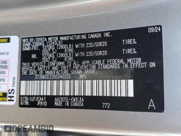 2025 Lexus NX 350h Premium with VIN 2T2GKCEZ3SC040255, listed as a Copart auction lot 61875955 with 2,888 mi miles and Salvage title. Bid and sale history available at DreamBid. Image 13.