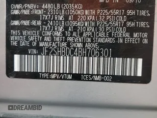 2011 Subaru Forester X Premium с VIN JF2SHBDC4BH706301, выставлен на аукционе Copart как лот 60174765 с пробегом 87 482 миль миль и Чистый • Clean title. История ставок и продаж доступна на DreamBid. Изображение 12.