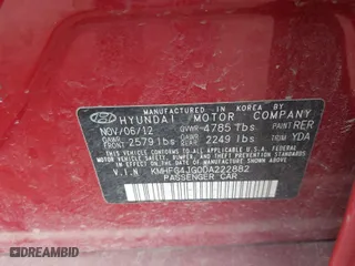 2013 Hyundai Azera with VIN KMHFG4JG0DA222882, listed as a IAAI auction lot 41869825 with 170,566 mi miles. Bid and sale history available at carsss.com. Image 9.