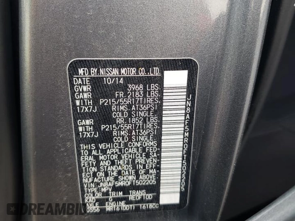 2015 Nissan Juke SL z VIN JN8AF5MR0FT502205, wystawiony jako Copart lot #80683154 z przebiegiem 131 876 mil mil oraz Szkoda całkowita • Salvage title. Historia ofert i sprzedaży dostępna na DreamBid. Obrazek 12.