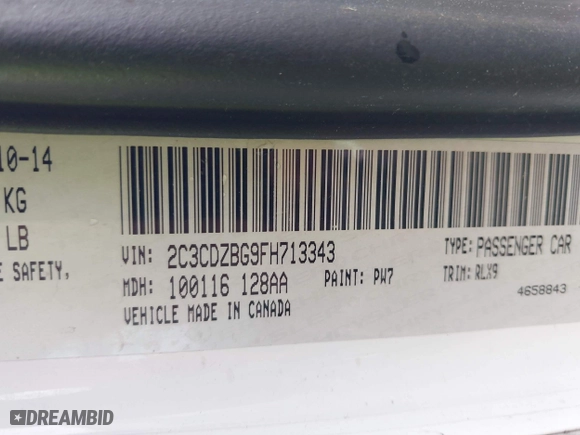 2015 Dodge Challenger SXT Plus with VIN 2C3CDZBG9FH713343, listed as a IAAI auction lot 41891760 with 152,620 mi miles. Bid and sale history available at carsss.com. Image 9.