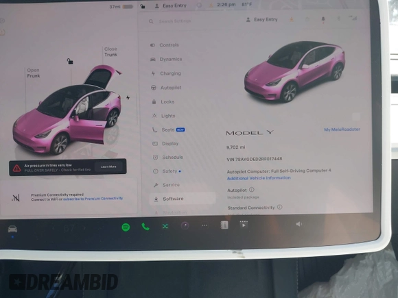 2024 Tesla Model Y with VIN 7SAYGDED2RF017448, listed as a IAAI auction lot 41597056 with 9,702 mi miles and . Bid and sale history available at DreamBid. Image 7.