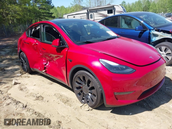 2022 Tesla Model Y Performance with VIN 7SAYGDEFXNF513951, listed as a IAAI auction lot 41986001 with 37,225 mi miles and . Bid and sale history available at DreamBid. Image 1.