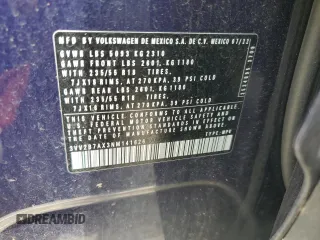 2022 Volkswagen Tiguan SE с VIN 3VV2B7AX3NM141626, выставлен на аукционе Copart как лот 57206285 с пробегом 70 293 миль миль и Списание • Salvage title. История ставок и продаж доступна на DreamBid. Изображение 13.