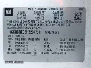 2017 Chevrolet Silverado 1500 LT with VIN 1GCRCREC3HZ284754, listed as a IAAI auction lot 41668849 with 163,202 mi miles and . Bid and sale history available at DreamBid. Image 9.