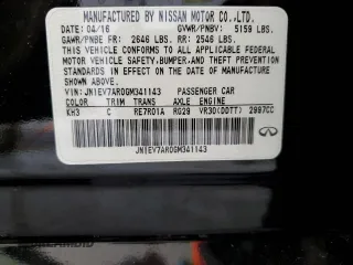 2016 Infiniti Q50 with VIN JN1EV7AR0GM341143, listed as a Copart auction lot 52911345 with 93,663 mi miles and Salvage Title. Bid and sale history available at DreamBid. Image 12.