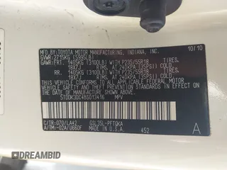 2011 Toyota Sienna XLE with VIN 5TDDK3DC4BS013416, listed as a IAAI auction lot 41933299 with 170,479 mi miles and . Bid and sale history available at DreamBid. Image 9.