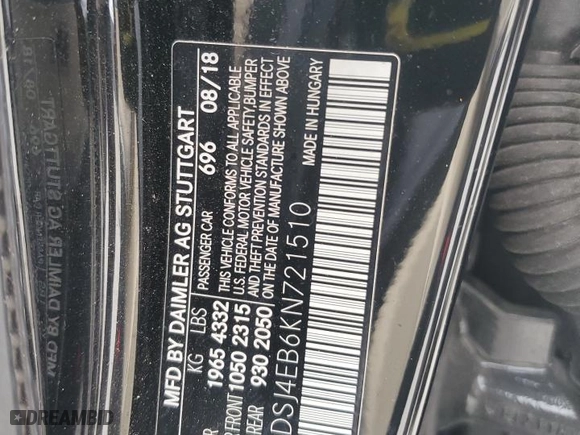 2019 Mercedes-Benz CLA with VIN WDDSJ4EB6KN721510, listed as a Copart auction lot 52734755 with 96,369 mi miles and Clean Title. Bid and sale history available at carsss.com. Image 12.