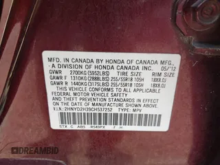 2012 Acura MDX Technology z VIN 2HNYD2H39CH537252, wystawiony jako IAAI lot #42254657 z przebiegiem 112 470 mil mil oraz . Historia ofert i sprzedaży dostępna na DreamBid. Obrazek 9.