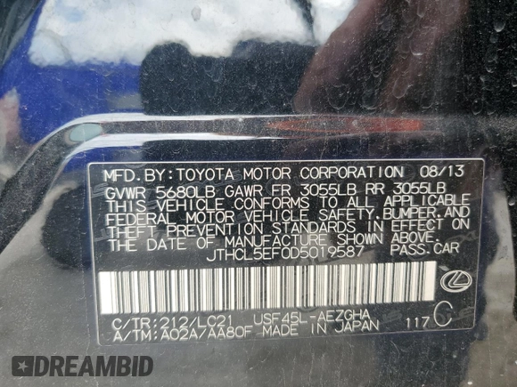 2013 Lexus LS 460 z VIN JTHCL5EF0D5019587, wystawiony jako Copart lot #56037955 z przebiegiem 139 382 mil mil oraz Szkoda całkowita • Salvage title. Historia ofert i sprzedaży dostępna na DreamBid. Obrazek 12.