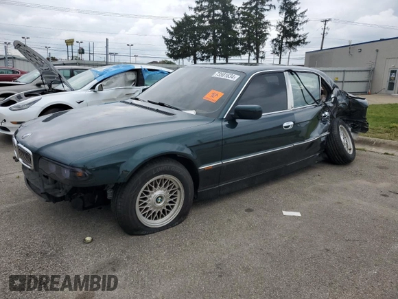 1998 BMW 7 Series 740il with VIN WBAGJ8329WDM24296, listed as a Copart auction lot 73581634 with 247,498 mi miles and Salvage Title. Bid and sale history available at carsss.com. Image 1.