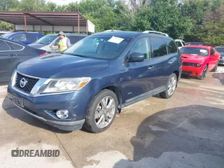2014 Nissan Pathfinder Platinum Hybrid with VIN 5N1CR2MN1EC662479, listed as a IAAI auction lot 42555716 with 172,643 mi miles and . Bid and sale history available at DreamBid. Image 2.