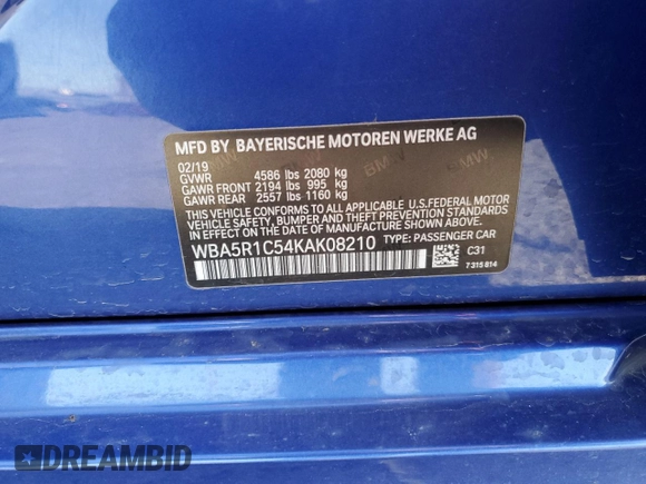 2019 BMW 3 Series 330i with VIN WBA5R1C54KAK08210, listed as a Copart auction lot 46740845 with 58,563 mi miles and Salvage Title. Bid and sale history available at carsss.com. Image 14.