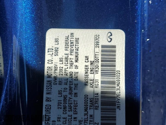 2020 Infiniti Q60 Red Sport 400 with VIN JN1FV7EL3LM460020, listed as a Copart auction lot 76548124 with Not provided miles and Salvage title. Bid and sale history available at DreamBid. Image 19.