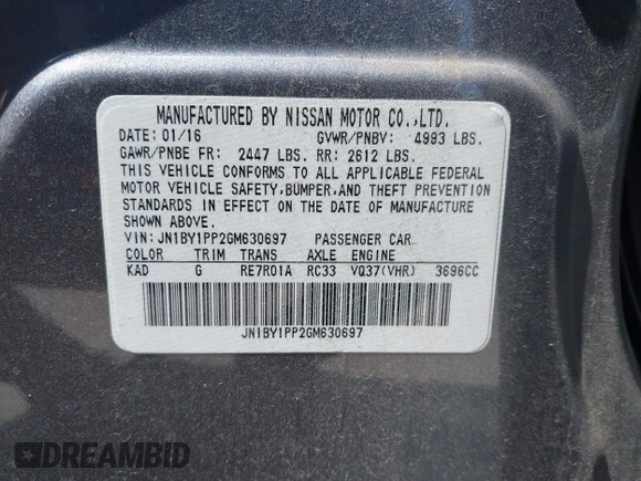 2016 Infiniti Q70 with VIN JN1BY1PP2GM630697, listed as a IAAI auction lot 41997049 with 145,788 mi miles and . Bid and sale history available at DreamBid. Image 9.