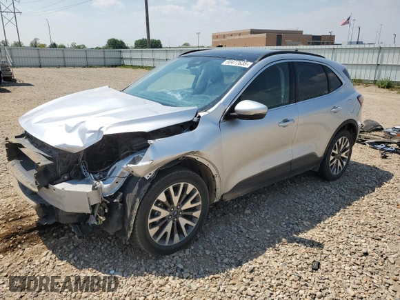2020 Ford Escape Titanium with VIN 1FMCU9J98LUA78182, listed as a Copart auction lot 60477635 with 76,117 mi miles and Salvage title. Bid and sale history available at DreamBid. Image 1.