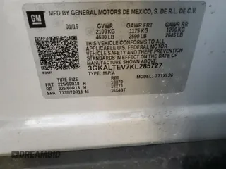 2019 GMC Terrain SLE with VIN 3GKALTEV7KL285727, listed as a Copart auction lot 52778375 with 40,533 mi miles and Salvage Title. Bid and sale history available at DreamBid. Image 14.