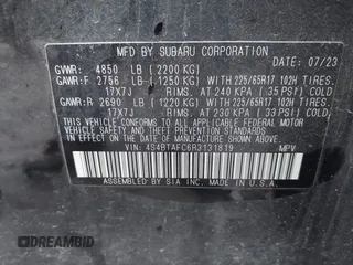 2024 Subaru Outback Premium с VIN 4S4BTAFC6R3131819, выставлен на аукционе IAAI как лот 42331128 с пробегом 37 037 миль миль и . История ставок и продаж доступна на DreamBid. Изображение 9.