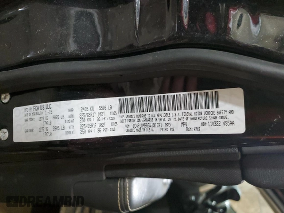 2016 Jeep Cherokee Sport with VIN 1C4PJMAB8GW191371, listed as a Copart auction lot 44255185 with 118,811 mi miles and Salvage title. Bid and sale history available at DreamBid. Image 14.
