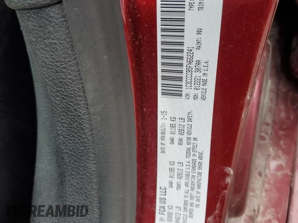 2015 Chrysler 200 C with VIN 1C3CCCCB5FN662241, listed as a Copart auction lot 53702975 with 68,597 mi miles and Salvage Title. Bid and sale history available at DreamBid. Image 12.