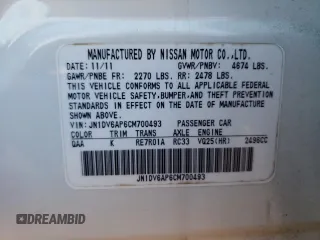 2012 Infiniti G25 Journey with VIN JN1DV6AP6CM700493, listed as a Copart auction lot 80149304 with 108,833 mi miles and Salvage Title. Bid and sale history available at carsss.com. Image 12.