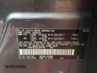 2016 Toyota RAV4 XLE с VIN JTMRFREV4GJ099991, выставлен на аукционе Copart как лот 44776735 с пробегом 126 530 миль миль и Списание • Salvage title. История ставок и продаж доступна на DreamBid. Изображение 16.