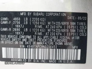 2022 Subaru Outback Touring z VIN 4S4BTAPC9N3256452, wystawiony jako IAAI lot #42434616 z przebiegiem 32 137 mil mil oraz . Historia ofert i sprzedaży dostępna na DreamBid. Obrazek 9.