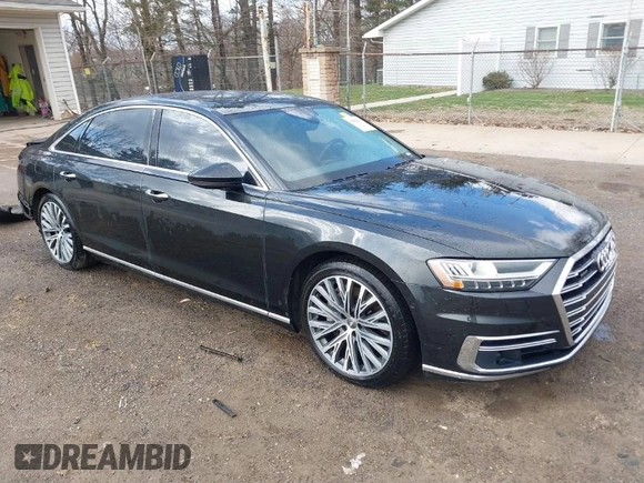 2019 Audi A8 L with VIN WAU8DAF84KN019115, listed as a IAAI auction lot 41856931 with 84,387 mi miles. Bid and sale history available at carsss.com. Image 1.