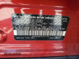 2016 Mitsubishi Outlander ES with VIN JA4AR3AW7GZ051736, listed as a Copart auction lot 57354725 with 150,228 mi miles and Salvage title. Bid and sale history available at DreamBid. Image 14.
