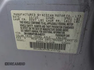 2011 Nissan Sentra SL с VIN 3N1AB6AP4BL640721, выставлен на аукционе IAAI как лот 41752612 с пробегом 144 509 миль миль и . История ставок и продаж доступна на DreamBid. Изображение 9.