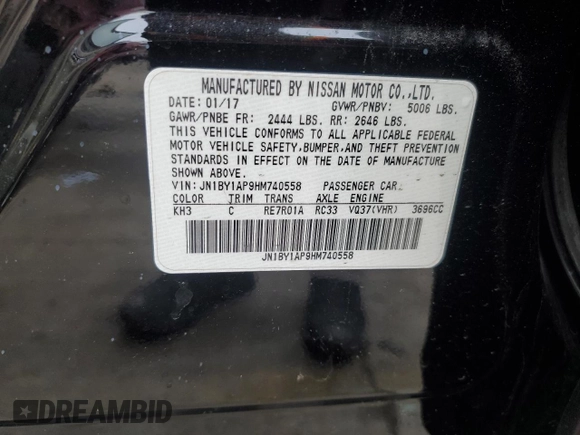 2017 Infiniti Q70 3.7 with VIN JN1BY1AP9HM740558, listed as a Copart auction lot 45380705 with 143,810 mi miles and Salvage title. Bid and sale history available at DreamBid. Image 14.