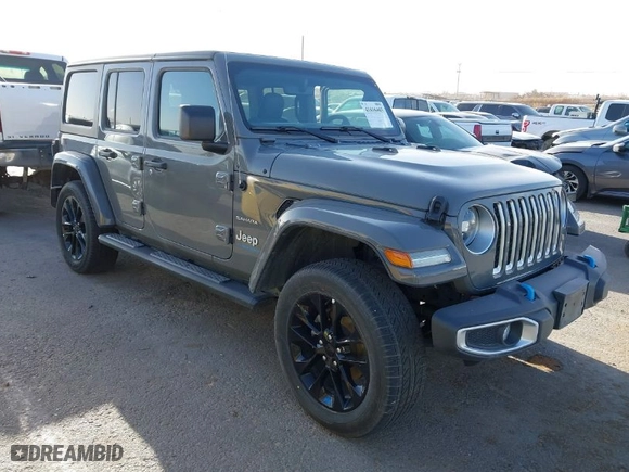 2023 Jeep Wrangler 4xe Sahara with VIN 1C4JJXP68PW661190, listed as a IAAI auction lot 41816483 with 41,877 mi miles. Bid and sale history available at carsss.com. Image 1.