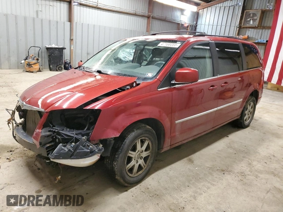 2010 Chrysler Town & Country Touring with VIN 2A4RR5D1XAR229185, listed as a Copart auction lot 47168355 with 0 mi miles and Salvage Title. Bid and sale history available at carsss.com. Image 1.