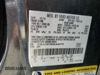 2017 Ford Expedition Limited с VIN 1FMJU1KT6HEA32175, выставлен на аукционе Copart как лот 56125555 с пробегом Не указан миль и Списание • Salvage title. История ставок и продаж доступна на DreamBid. Изображение 13.